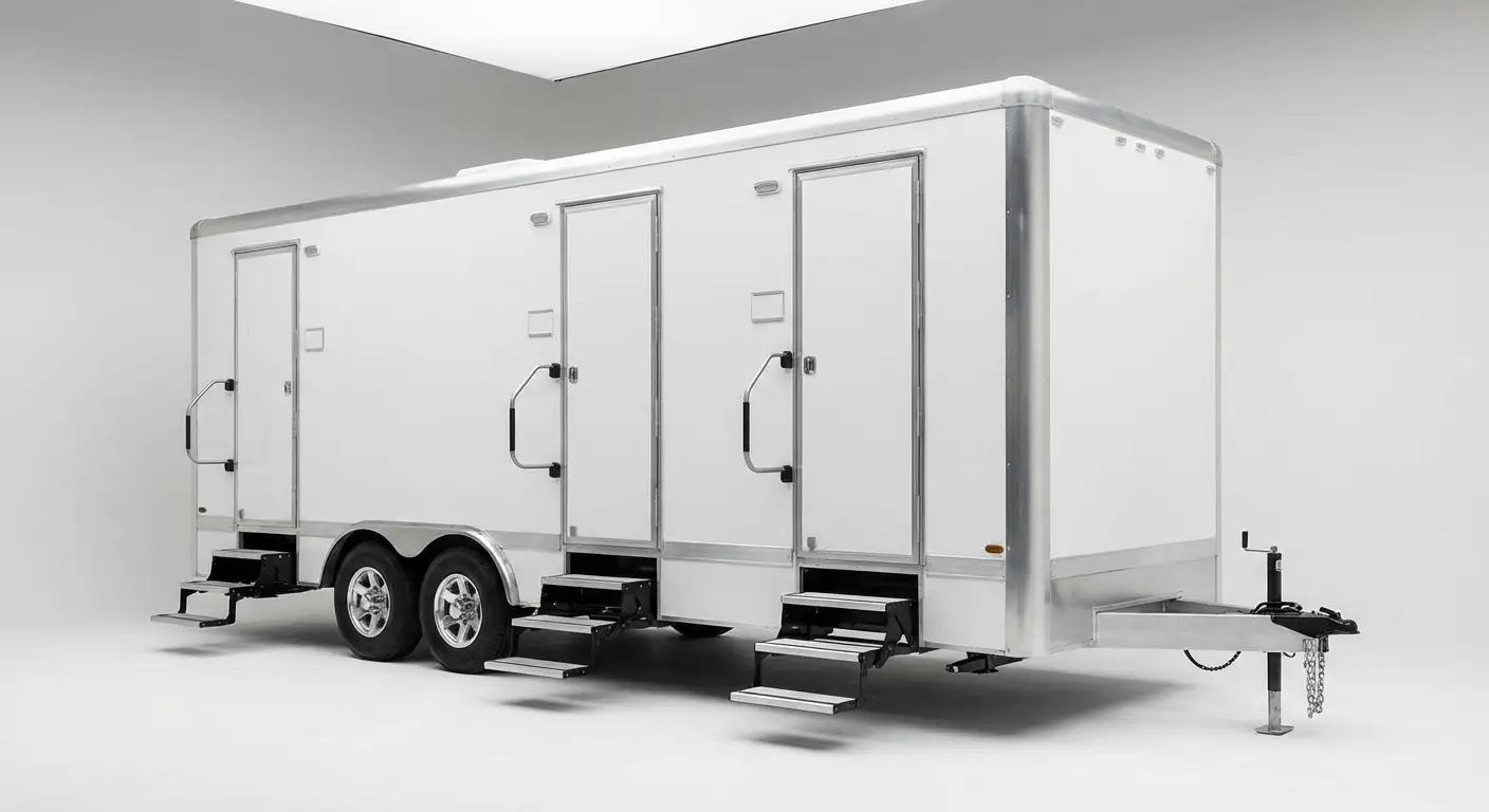 Climate controlled restroom trailer interior features in Little Rock, AR